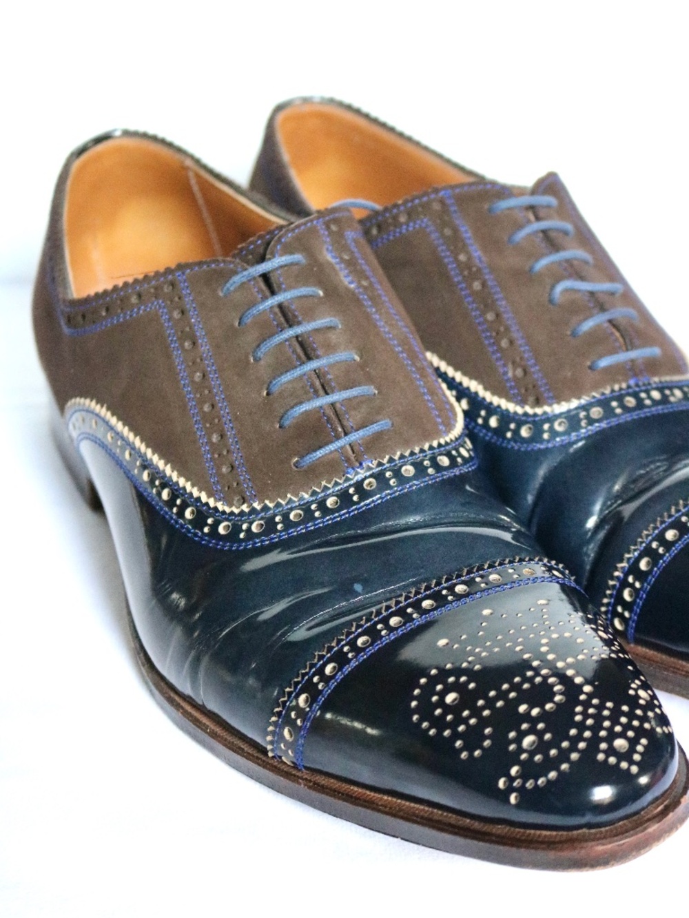 JOHN FLUEVOG Brandenburg Leather Gateway Oxford Men's Size 11 Shoes Navy Brown